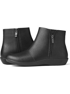Women’s Black Synthetic Zipper Flat Ankle Boots Casual Comfortable Short Booties